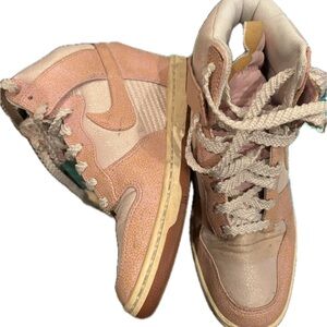 Nike Women's Pink and Tan High-Top wedge Sneakers